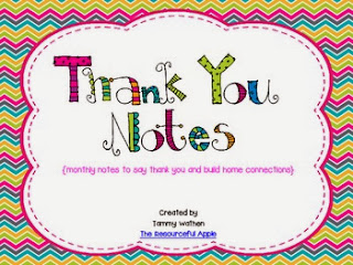 http://www.teacherspayteachers.com/Product/Thank-You-Notes-monthly-notes-to-say-thank-you-and-build-connections-809633