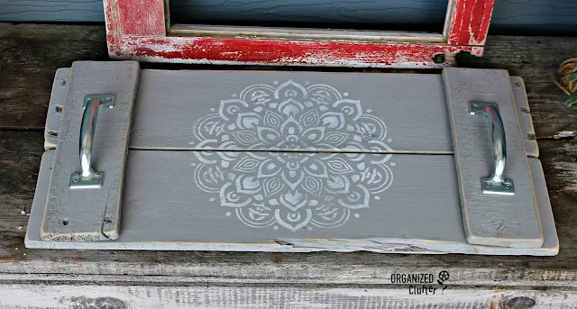 Stenciled Pallet Garden Tray #mandala #pallet #repurposed #gardentray #gardendecor