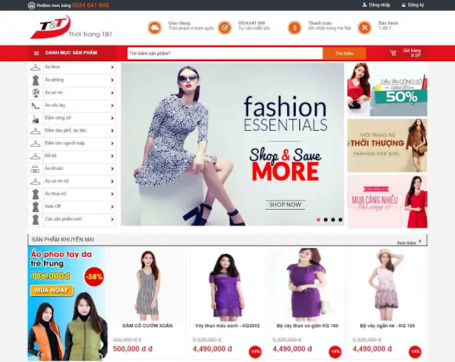 Website cho shop thời trang