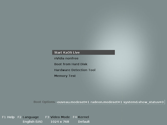 Initial configuration menu