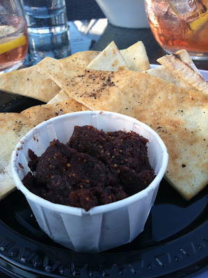 Kalamata and fig spread at Legal Harborside, Boston, Mass.