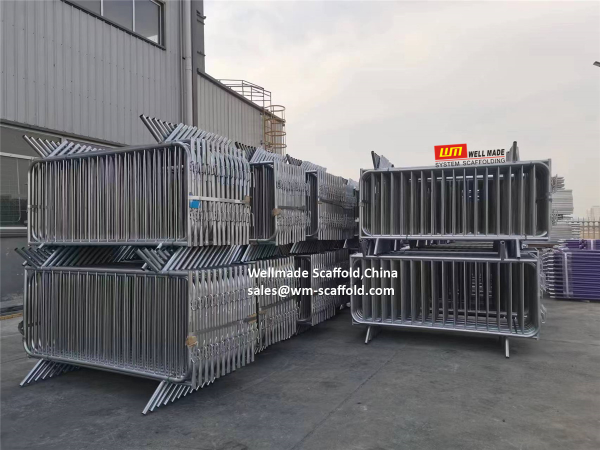crowd control barrier - pedestrian bar barrier - metal barriers scaffold fence -wellmade china