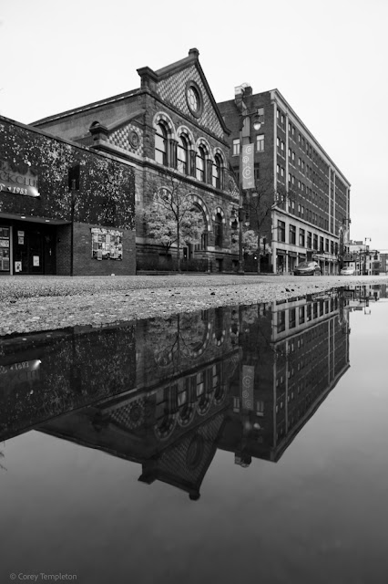 Portland, Maine May 2023 Puddle of the week: On Congress Street across from the Baxter Library Building.