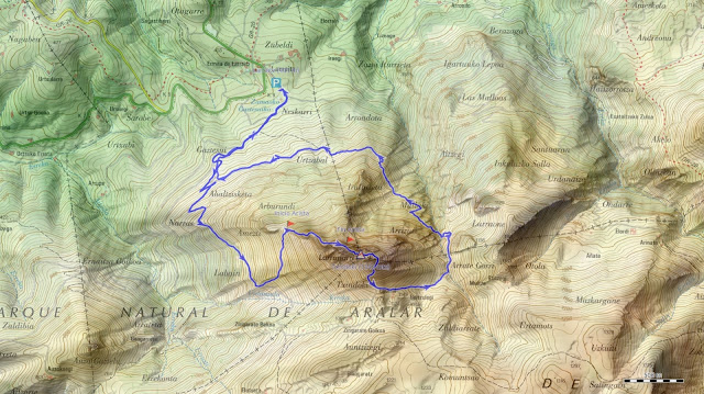 Mapa Ruta Txindoki Arista Oeste