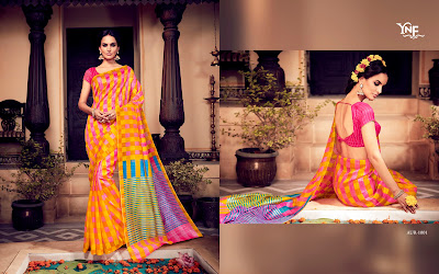 Orange and pink Combination silk saree