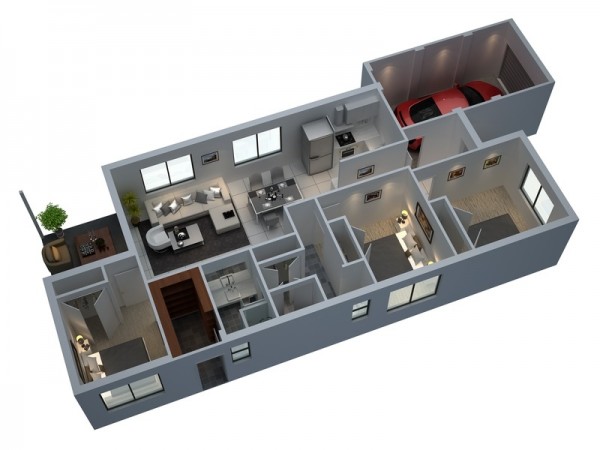 Denah Desain Rumah Mewah Modern 3D