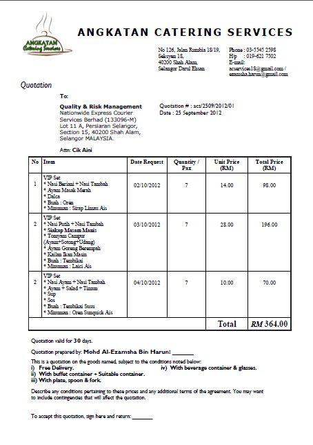 Contoh Surat Sebut Harga Perniagaan - Pin Contoh Sijil 