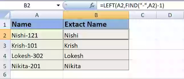 Left function with Find function in excel