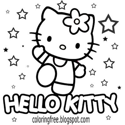 Dancing under the stars cartoon Hello kitty coloring sheet free sweet printable for adolescent girls