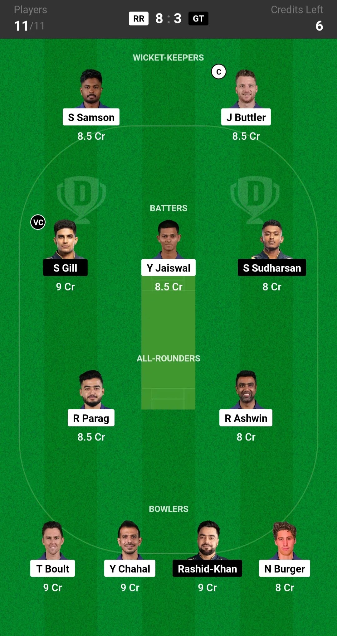 RR vs GT Dream11 Prediction