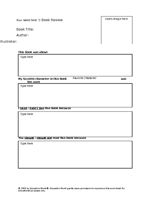 Free Book Review Template for Kids