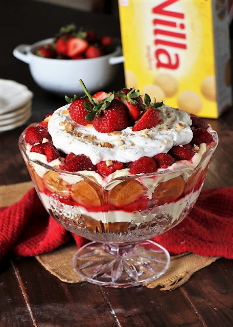 Strawberry Pudding in Trifle Bowl Image