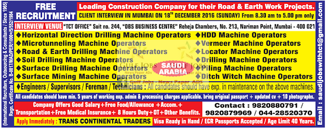 Leading construction co Jobs for Saudi Arabia - Free Recruitment