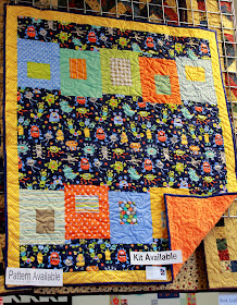 Building Blocks quilt pattern made with cute monsters fabric!