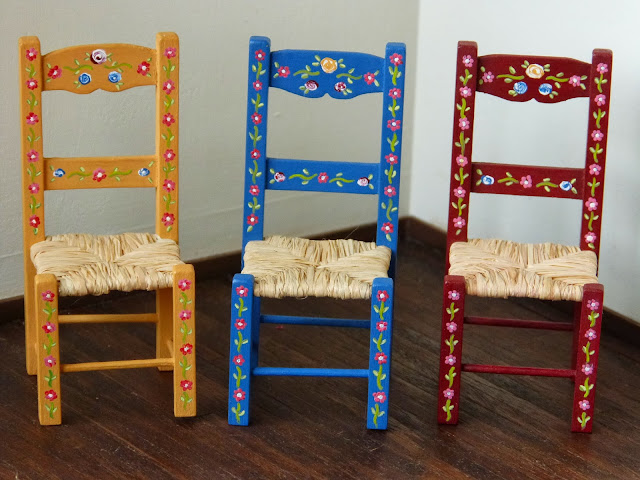 The chairs - 12th scale hand-made and hand-painted Portuguese typical painted furniture by Miniatures Forever