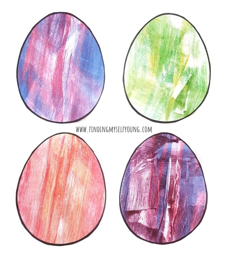 four scrape painted easter egg templates