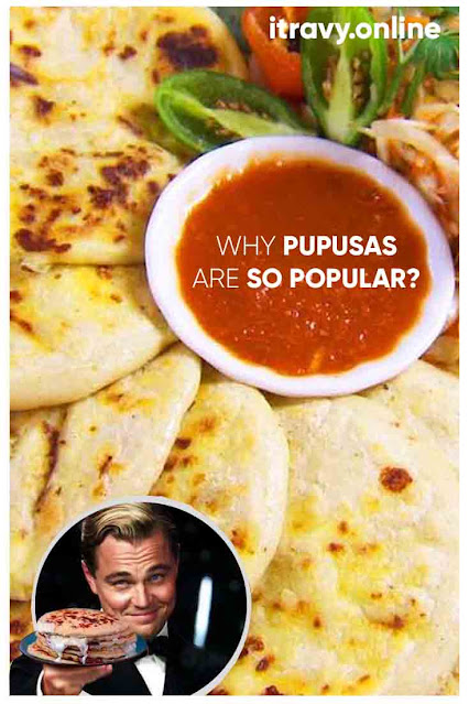 A colorful poster featuring a delicious pupusa with various toppings, representing the popularity of this Salvadoran dish.