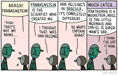 Meme de humor sobre Frankenstein