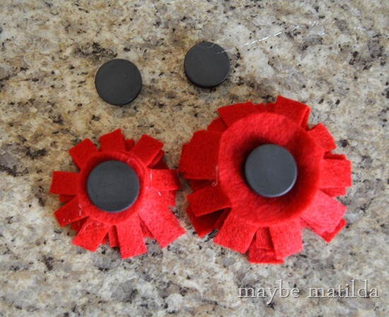 Use magnets to attach flowers to lampshade