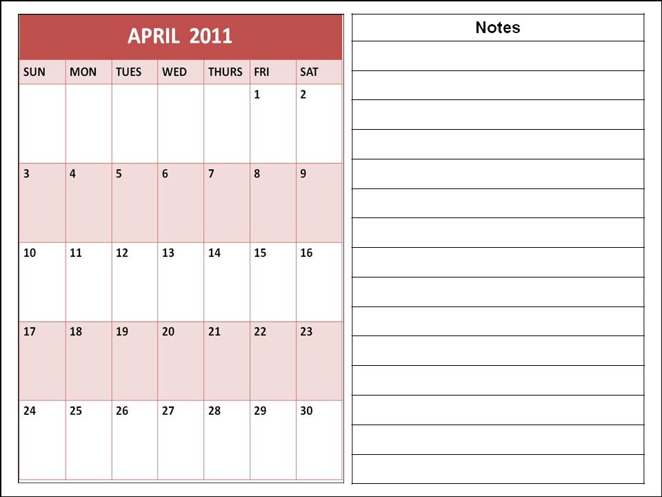 april 2011 calendar with holidays printable. CALENDAR 2011 PRINTABLE APRIL