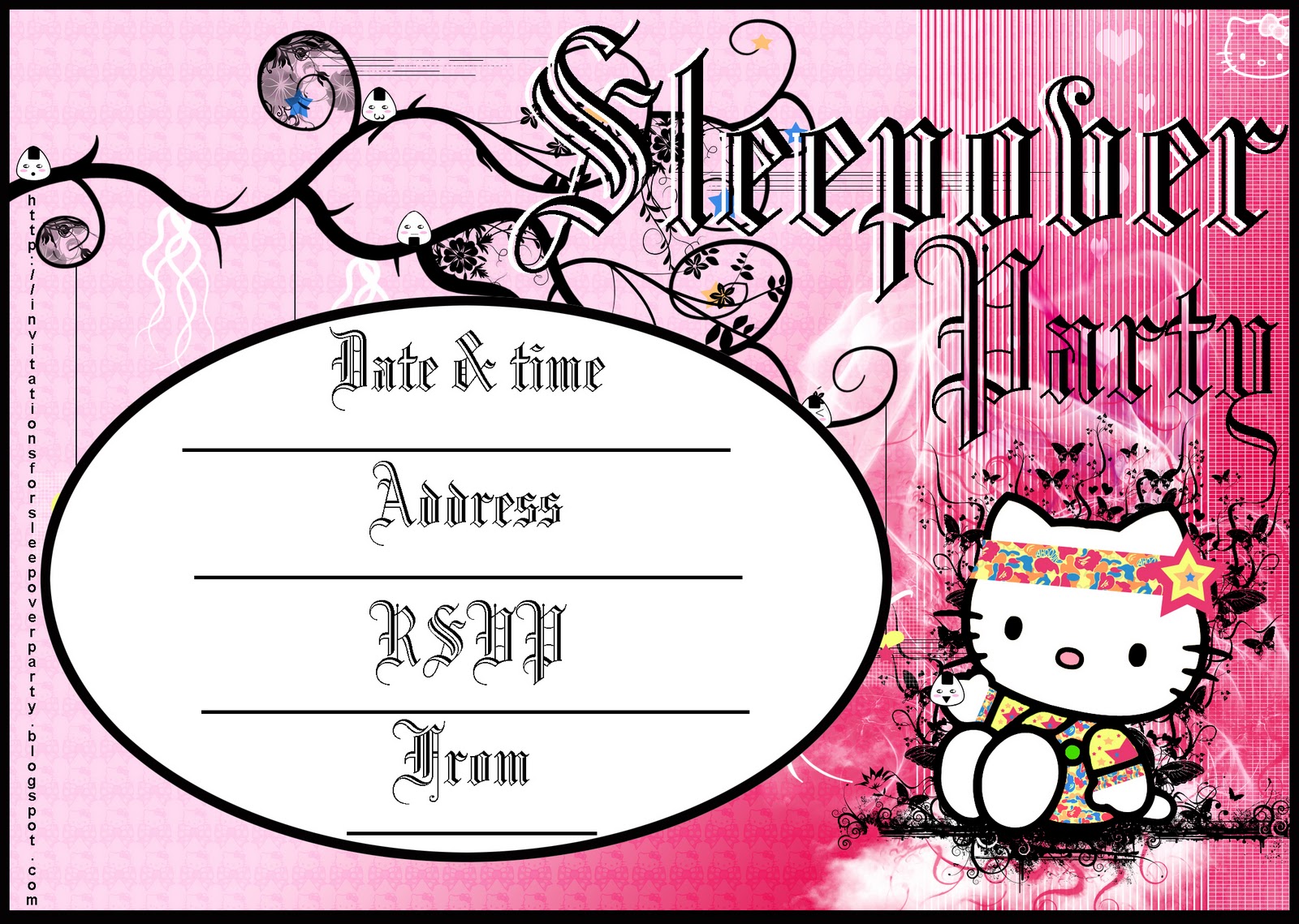 Take your pick here are four invitations to a sleepover party all four are free and easy to print All four are also blank so that you can fill in