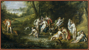 Paisaje con Diana y Acteón, por Denis van Alsloot. Museo del Prado