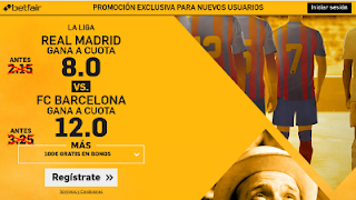 betfair Real Madrid vs Barcelona supercuota 8 o 12 clasico liga 23 abril