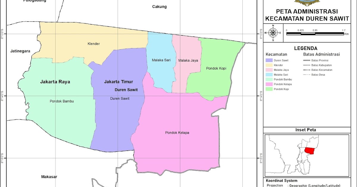 Peta Administrasi Kecamatan Duren Sawit Kota Jakarta 
