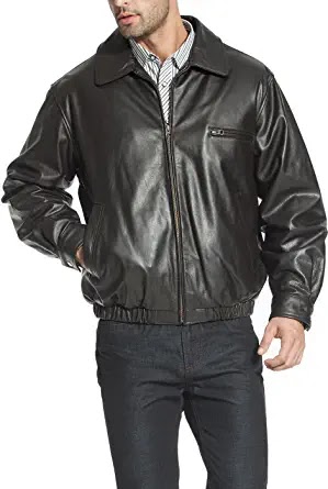 BGSD Men's Aaron Classic Cowhide Leather Bomber Jacket (Regular and Big & Tall Sizes)