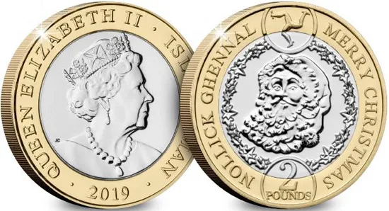 Isle of Man bimetallic 2 pounds 2019 Father Christmas