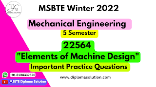 22564 Elements of Machine Design Important Questions for MSBTE Exam | Mechanical Engineering 5 Semester