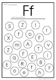 Find letter f worksheet -- printable ESL materials to teach English alphabet