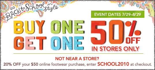 right now stride rite has a buy one get one for 50 % off instore or ...