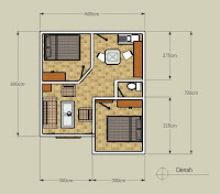 GAMBAR DENAH RUMAH TYPE 36 + UKURANNYA