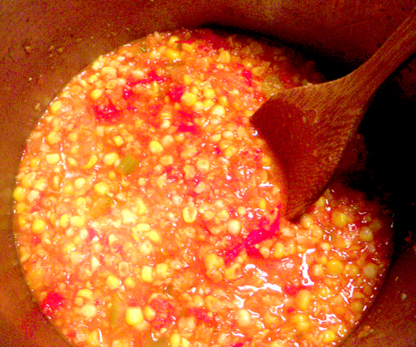 Fresh Corn and Tomato Soup Cooked to Perfection