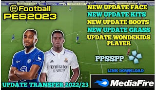 Download New eFootball PES 23 PPSSPP Update Face And Tatto Graphics HD Realistis Latest Transfer