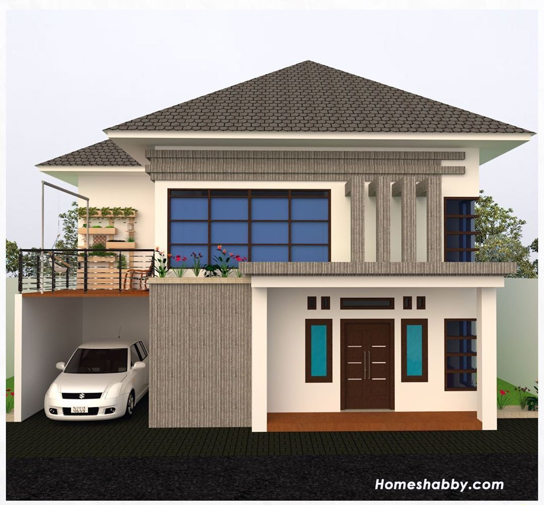 Desain Dan Denah Rumah 2 Lantai Ukuran 10 X 11 M Lengkap Dengan Balkon Cantik Cocok Untuk Keluarga Besar Homeshabbycom Design Home Plans