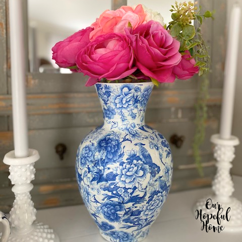 blue white belly vase