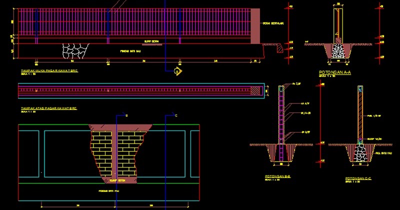  Desain  Pagar  Besi dan Pagar  Tembok  File Dwg Kaula Ngora 