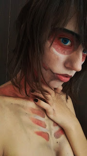 donuth, channel, annie leonhardt, SNK, attack on titan, maquillaje, body painting, titan hembre, annie, skull, 