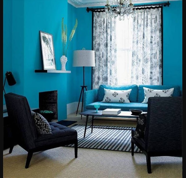 Teal Color House Interior Design with post modern style cute nursery interior designs with blue color decorat