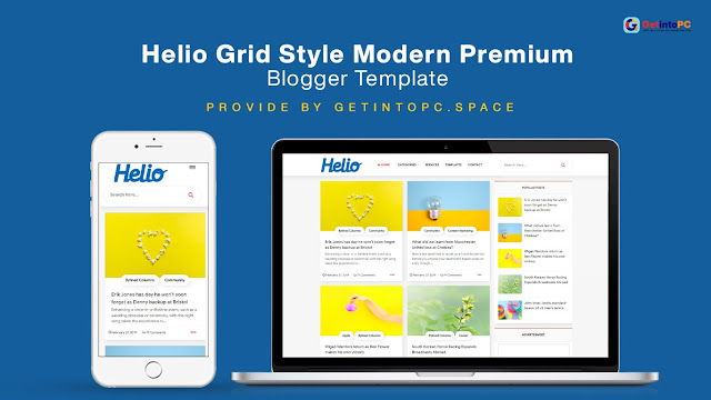 Helio Grid Style Modern Premium Blogger Template Free Download