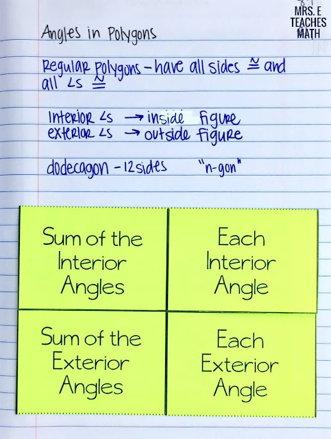 angles in polygons foldable for geometry interactive notebooks