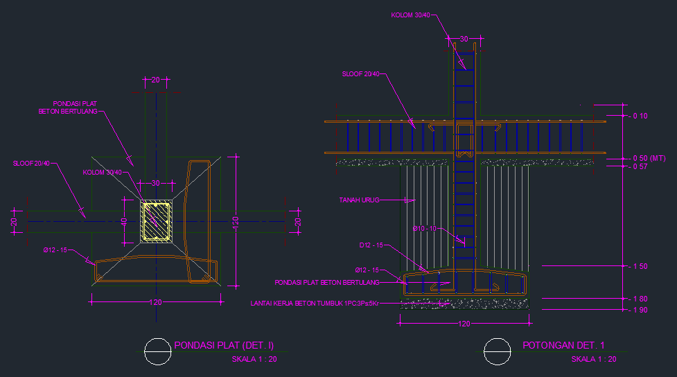 Contoh Gambar Autocad Detail Pondasi