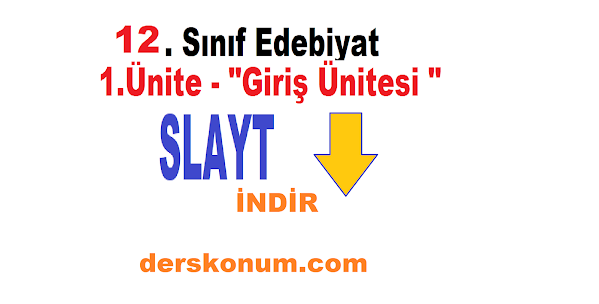 12. Sınıf Edebiyat 1.Ünite  Slayt,  12. Sınıf Edebiyat Giriş Ünitesi Slayt,