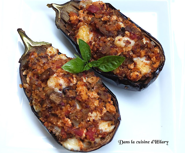 Aubergines farcies au poulet et quinoa façon saveurs d'été