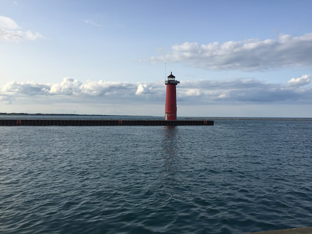 Lovely views of the lighthouse on Lake Michigan in Kenosha, WI