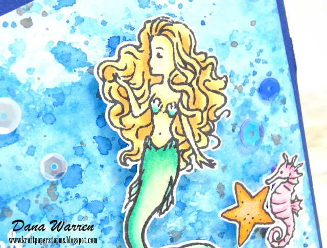 Dana Warren - Kraft Paper Stamp - Hero Arts Mermaid Kisses Watercolor Smooching