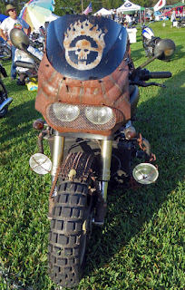 Scary markings on front of motorcycle.