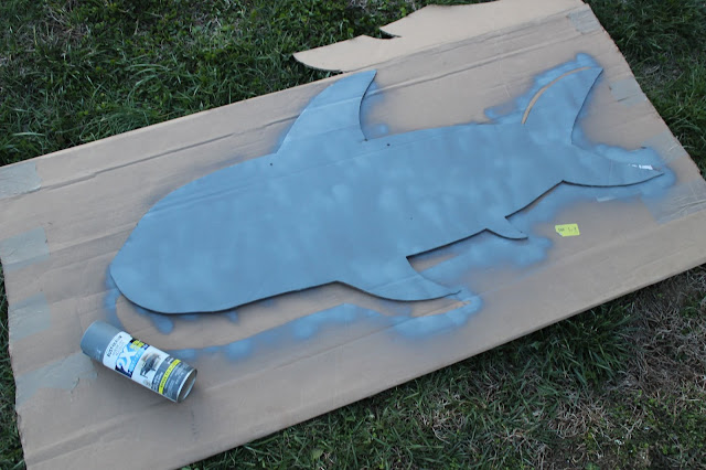 cardboard craft, cardboard costume, repurposed, costume, Halloween, shark, DIY cardboard costume, cardboard shark, painted cardboard, 